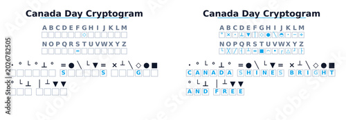 Принти на полотні Canada Day cryptogram with coded messages and letters