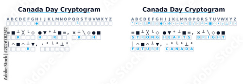 Slika na platnu Canada Day cryptogram puzzle with letter substitutions and codes