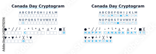 Canvas-taulu Canada Day cryptogram puzzle with symbols and text