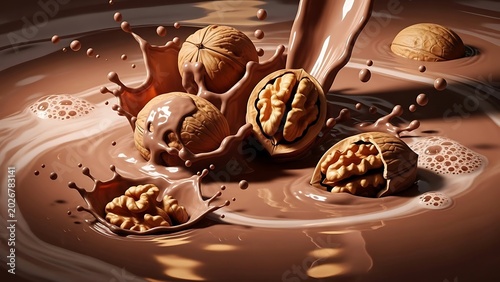 Chocolate truffles being dipped in melted chocolate with cocoa powder in warm kitchen lighting