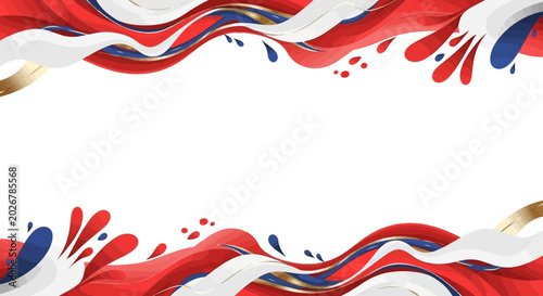 Obraz na płótnie Red White and Blue Paint Splatters.