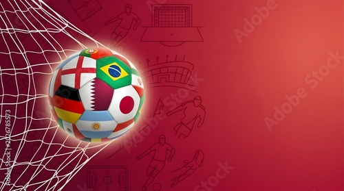 Fifa world cup soccer ball with flags of participating countries