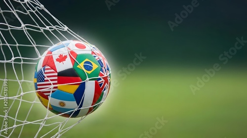 Fifa world cup soccer ball in net global football championship concept