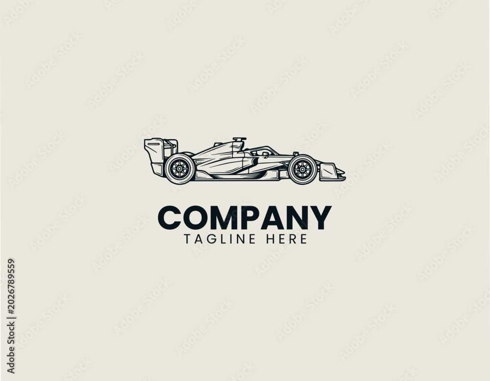 Fototapeta premium Formula racing car outline vector illustration on white background