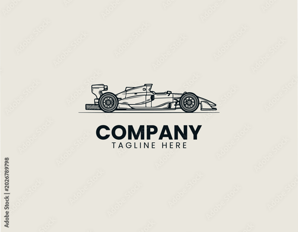 Fototapeta premium Formula racing car outline vector illustration on white background