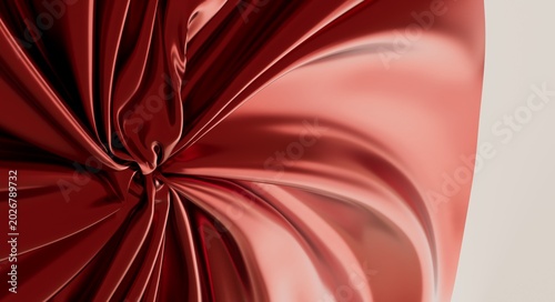 Schilderij op canvas Elegant red silk fabric folds and waves with a soft, lustrous sheen