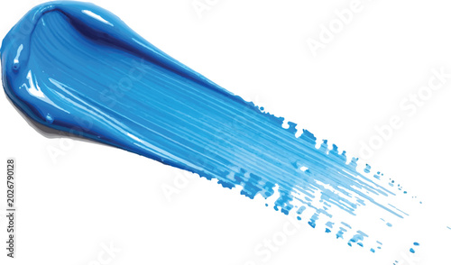 Vibrant Blue Paint Brush smear Strokes On White Background With Abstract Texture And Motion.