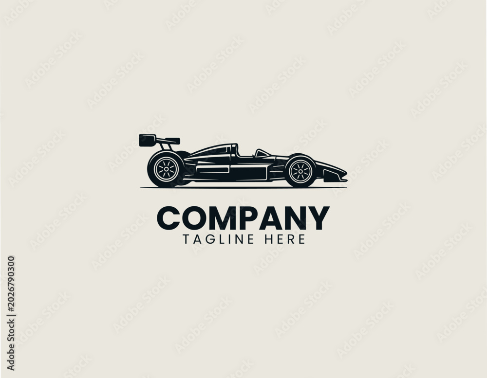 Fototapeta premium Vintage formula racing car silhouette vector illustration on white background
