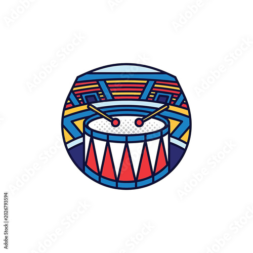 Foto Colorful Drumming Instrument Music Symbol.