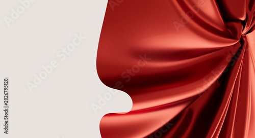 Bilde på lerret Luxurious red silk fabric folds gracefully creating a visually appealing texture