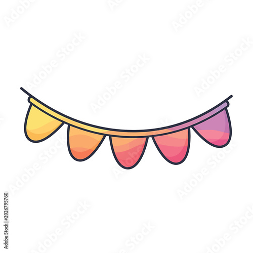 Foto Colorful hanging paper lantern garland decoration.