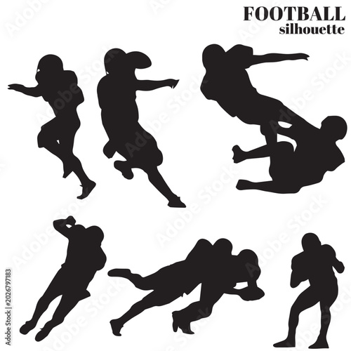 Принти на полотні American football players in action silhouettes depicting dynamic game moments