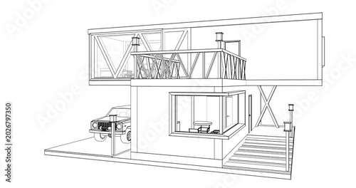 residential house plan interior 3d rendering	
