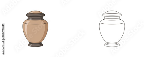 Schilderij op canvas Vector cartoon illustrations of a ceramic cremation funeral urn in flat colored