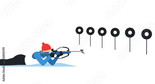 Billede på lærred Biathlon Athlete Shooting at Targets - Winter Sport Illustration