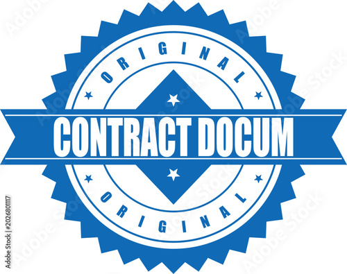 Фотография Rubber stamp marks contract document with official seal and banner
