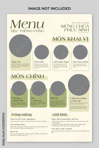 Elegant Vietnamese Wedding Reception Menu Template with Traditional Food Layout