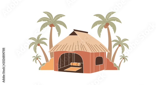 Foto Small hut with thatched roof.