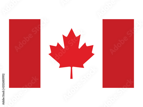 Red canadian maple leaf flag with white background