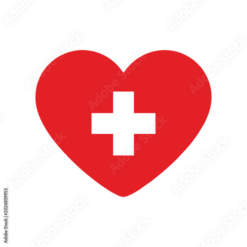 Red heart with white medical cross symbol
