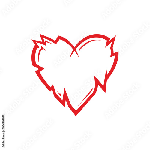 Red jagged outline heart icon with sharp edges
