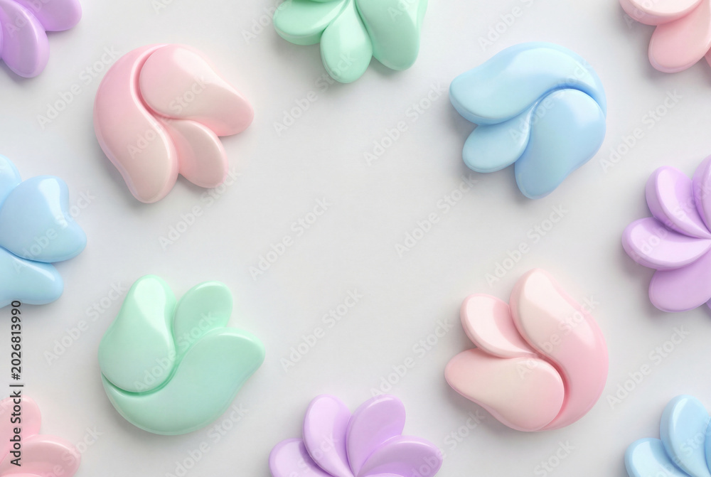 Obraz premium Abstract pastel flower silhouettes in seamless minimalist pattern