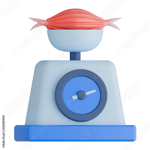 Muscle Mass Measurement Using Scale 3D Illustration.