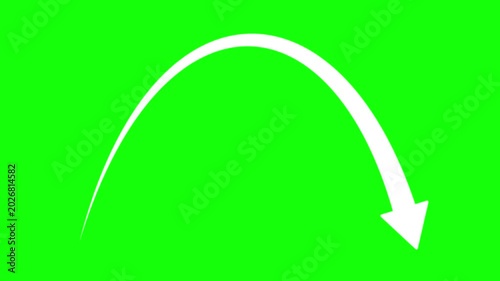 Arrow Rising Up Then Dropping Down on Green Background