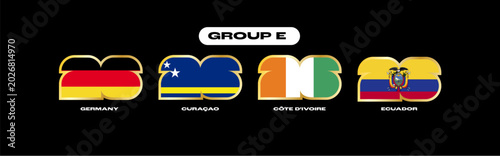 Bild auf Leinwand International soccer competition graphic featuring group E flags germany, curaca