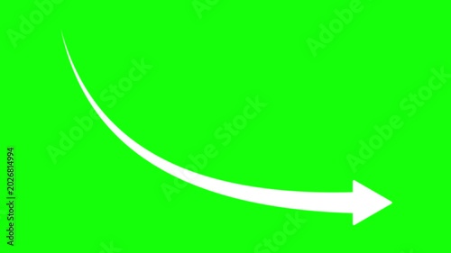 Arrow Moving Down Then Extending Horizontally on Green Background