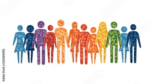 Vibrant Mosaic of Diverse Figures Symbolizing LGBTQ Rights and Social Inclusion, Reflecting Unity and Support for Equality Across Communities