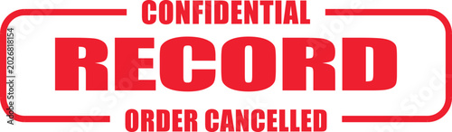 Photos Cancelled order record with red rubber stamp on white background