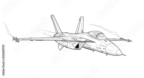 Photography Fighter Jet Plane Drawing Sketch - Military Aircraft in Flight