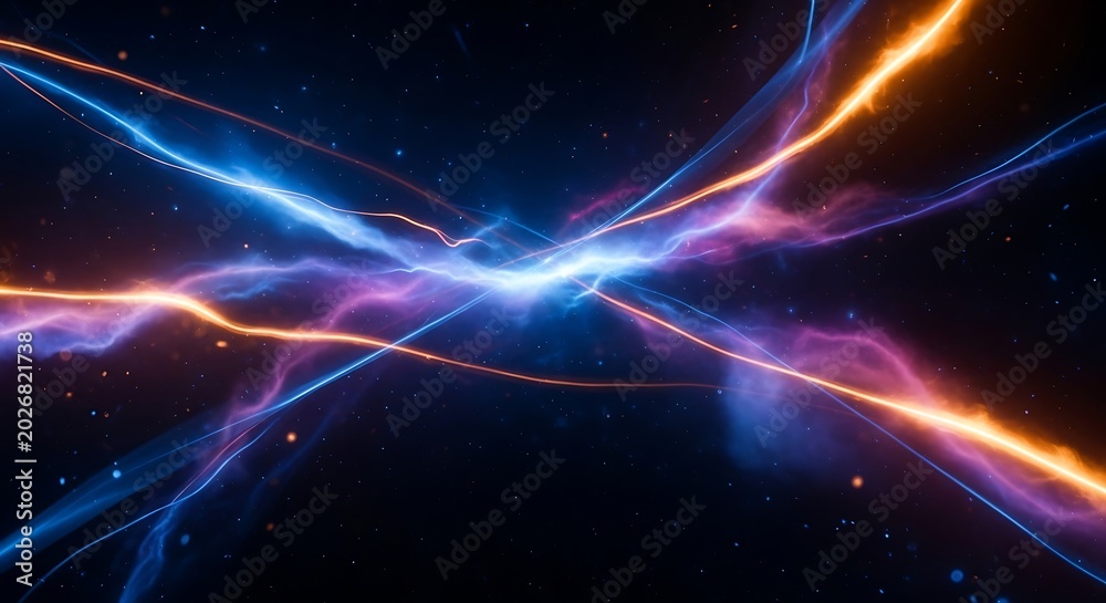 Fototapeta premium Vibrant Electric Light Trails in Space.