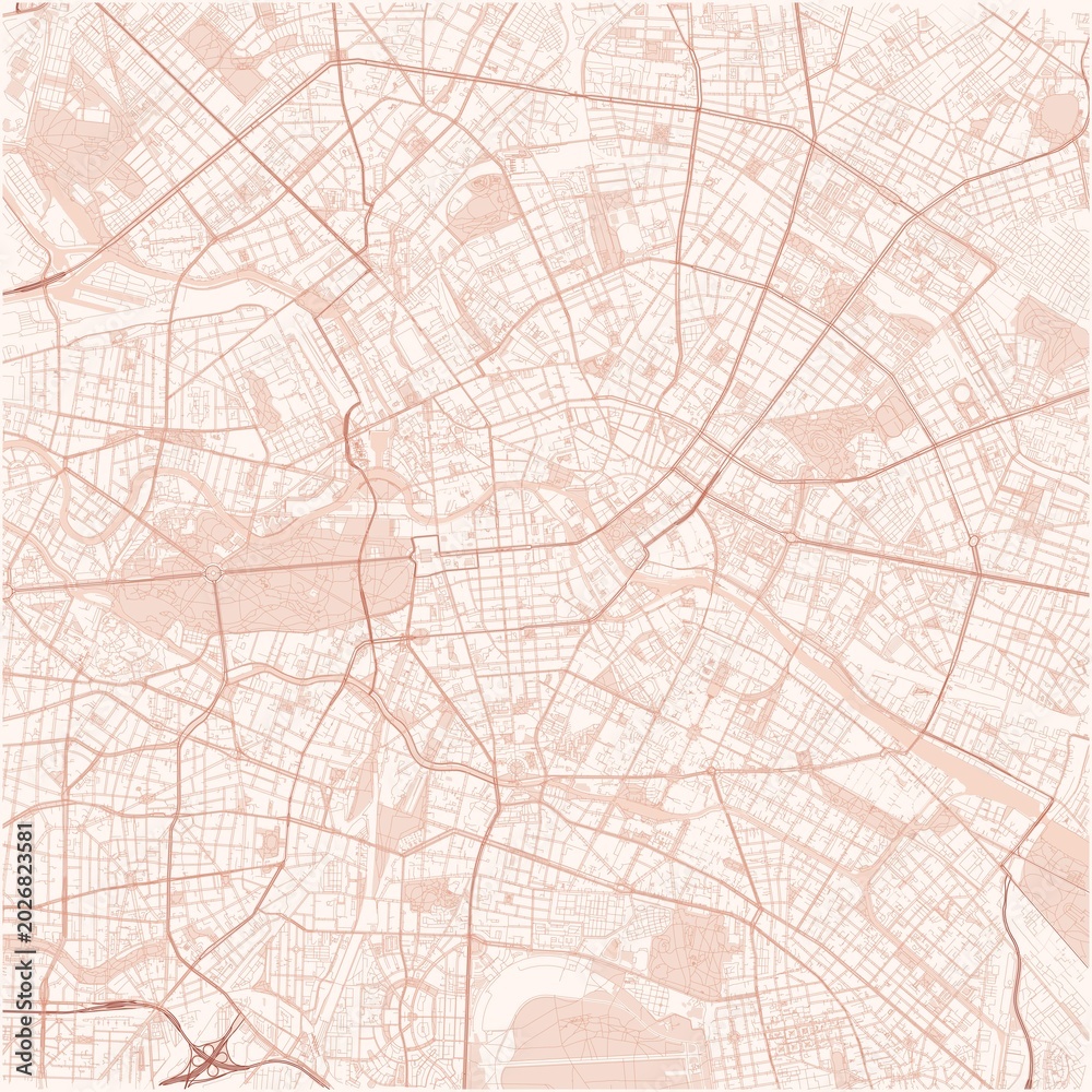 Obraz premium Berlin City Street Map Poster Print JPG Pastel Orange Warm Sunset Wall Art
