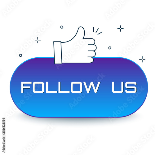 фотографія light blue Follow Us button with thumb up sign