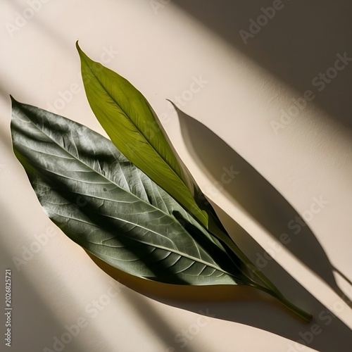 subtle leaf shadow on neutral background with warm sunlight, minimal composition, empty space for text, calm festive mood