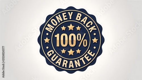 Money back guarantee seal, 100% refund icon, warranty badge, business assurance symbol