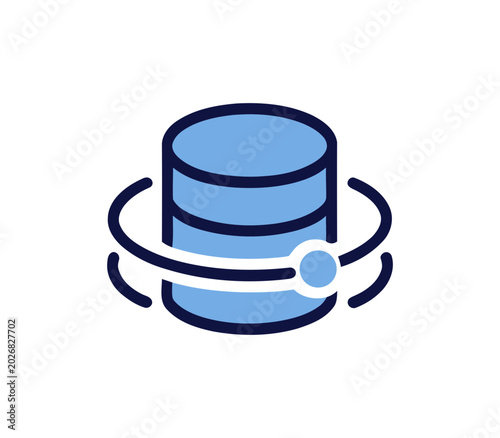 Database server icon for cloud computing and data storage systems