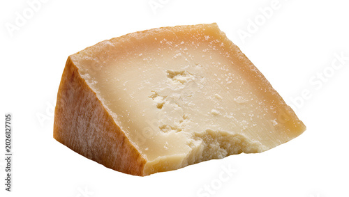Konstfotografi Wedge of aged hard cheese with crumbly texture, isolated on transparent backgrou