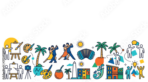 Fotografija Argentina culture and travel concept icons illustration.
