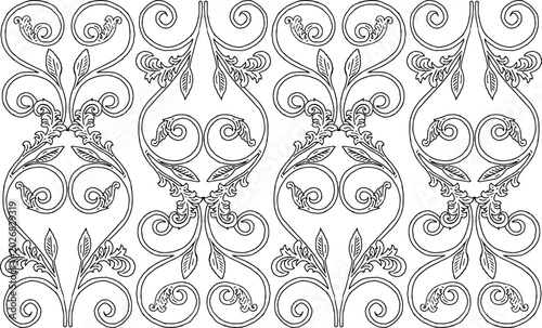 Seamless pattern of decorative vintage  outline twig design elements, hand drawn vector background, paper, fabric, wallpaper, textilr, wrapper