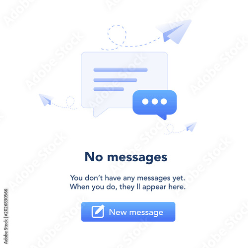 Empty messages inbox interface. vector illustration
