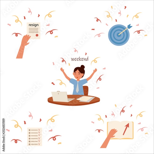 Tableau sur toile Vector illustration of small personal victories that people celebrate