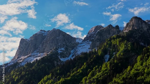 snowy mountains in spring in switzerland