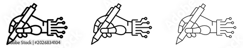 Bilde på lerret Set of robotic hand writing with pen icons with different line weights
