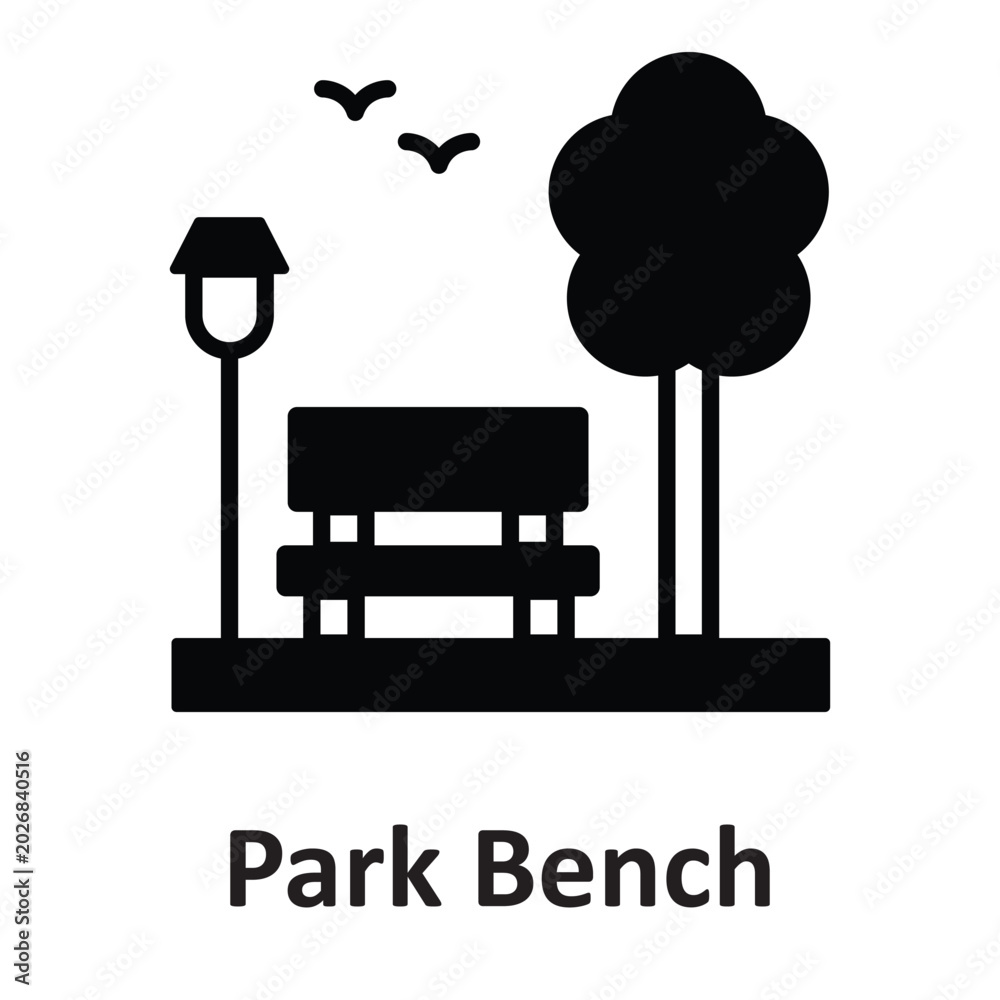 Naklejka premium Park Bench Vector Icon which can easily modify or edit