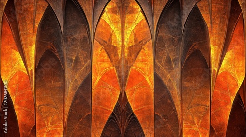 Glowing architectural backdrop with intricate textured patterns
