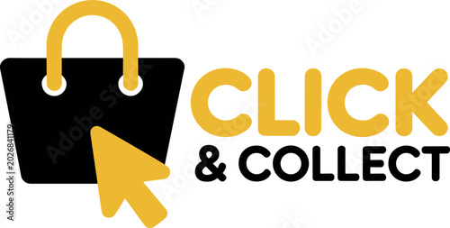 Click and collect shopping bag vector icon with cursor pointer for online retail ecommerce business delivery service and web store promotion