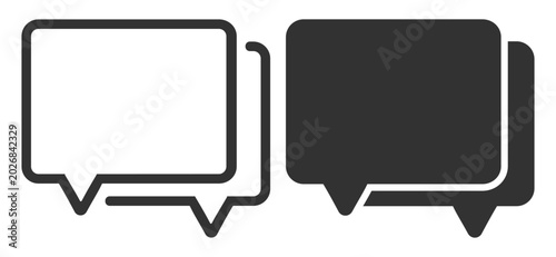 Fotografie Two speech bubble icons are displayed side by side in outline and filled styles